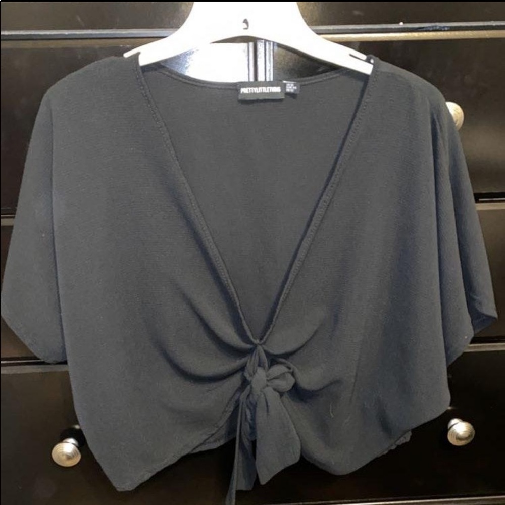 Black Front Tie Crop Top